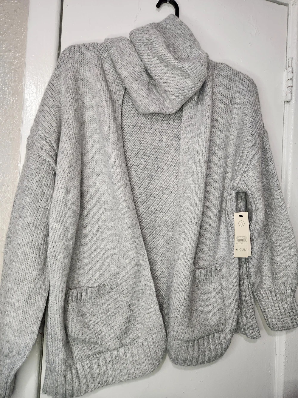 No Boundaries Light Gray Hooded Open-Front Cardigan - Picture 2 of 3